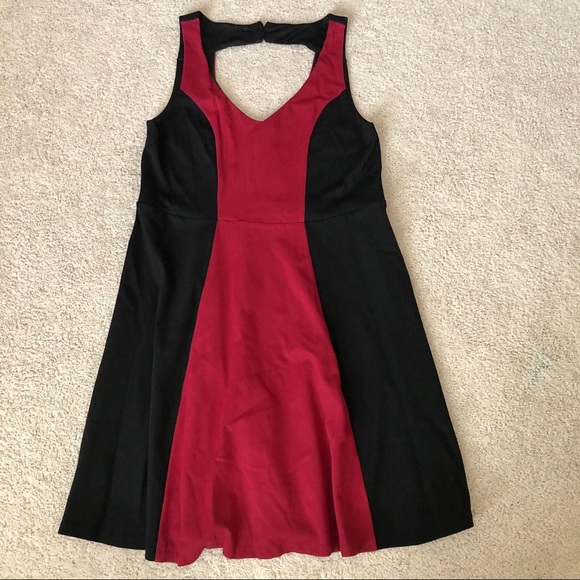 Torrid Sleeveless Red Black Skater Dress Sz 12 - Picture 2 of 7